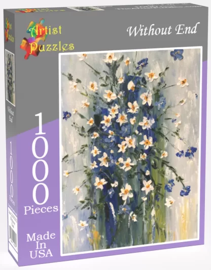 Box front of Artist Puzzles 1000pc jigsaw puzzle, Without End.